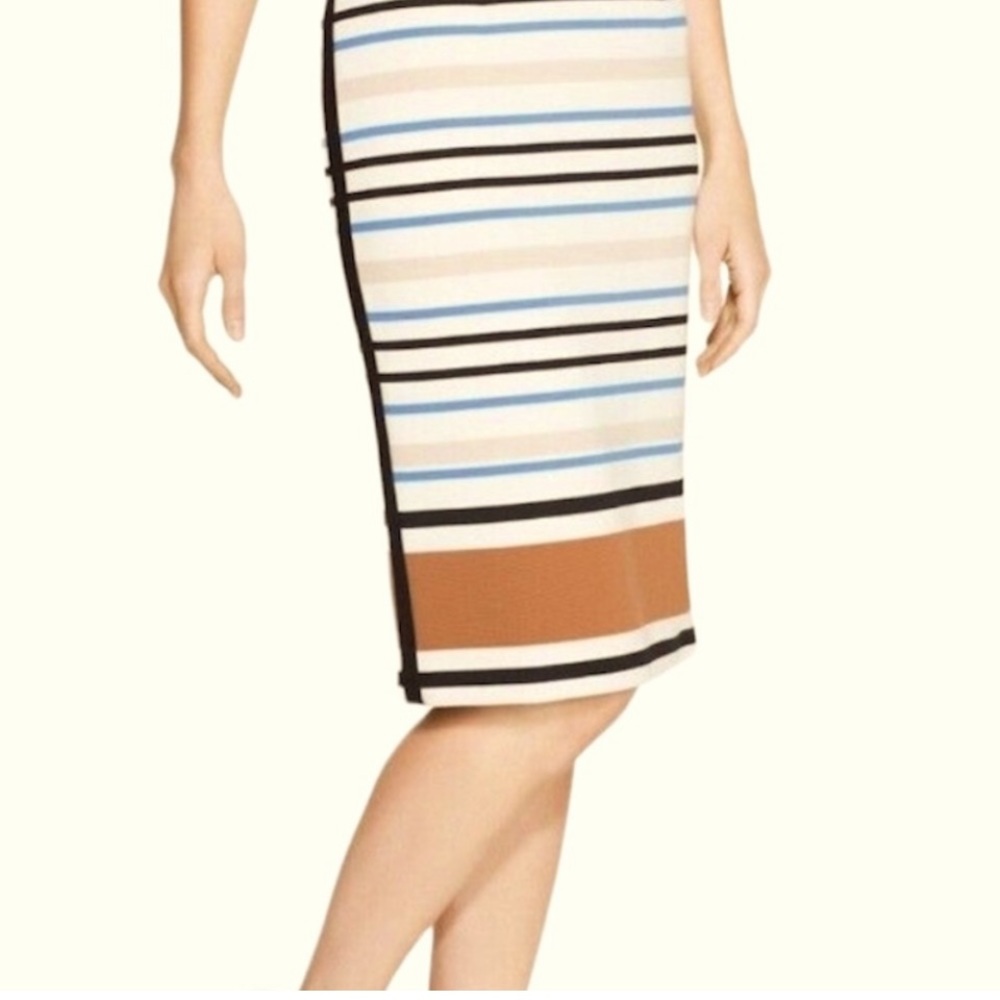 White House Black Market Stripped Pencil Midi Skirt Sz 12 NWT